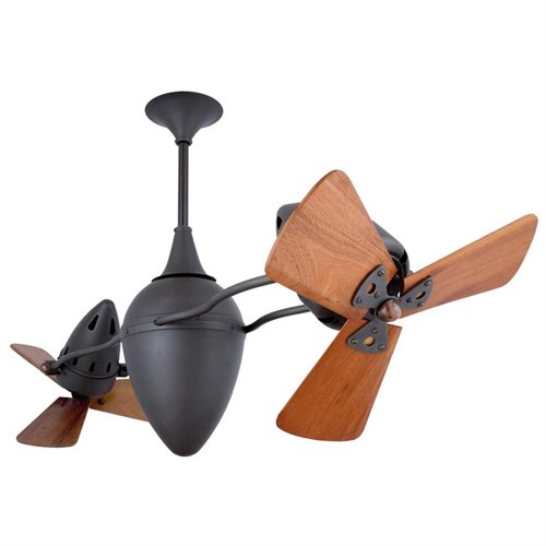 Matthews Fan Company Matthews-Gerbar Ar Ruthiane 48" Bullet-Shaped Rotational Ceiling Fan With 10" Downrod and Wood Blades in Matte Black Finish