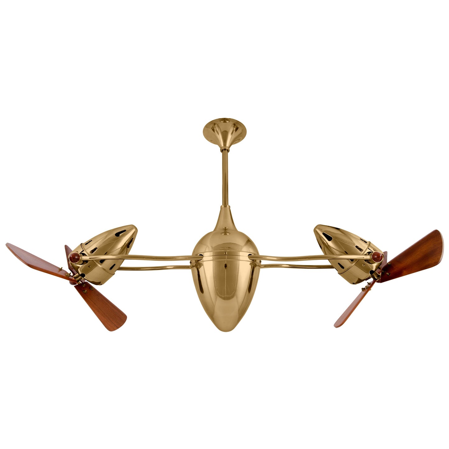 Matthews Fan Company Matthews-Gerbar Ar Ruthiane 48" Bullet-Shaped Rotational Ceiling Fan With 10" Downrod and Wood Blades in Polished Brass Finish