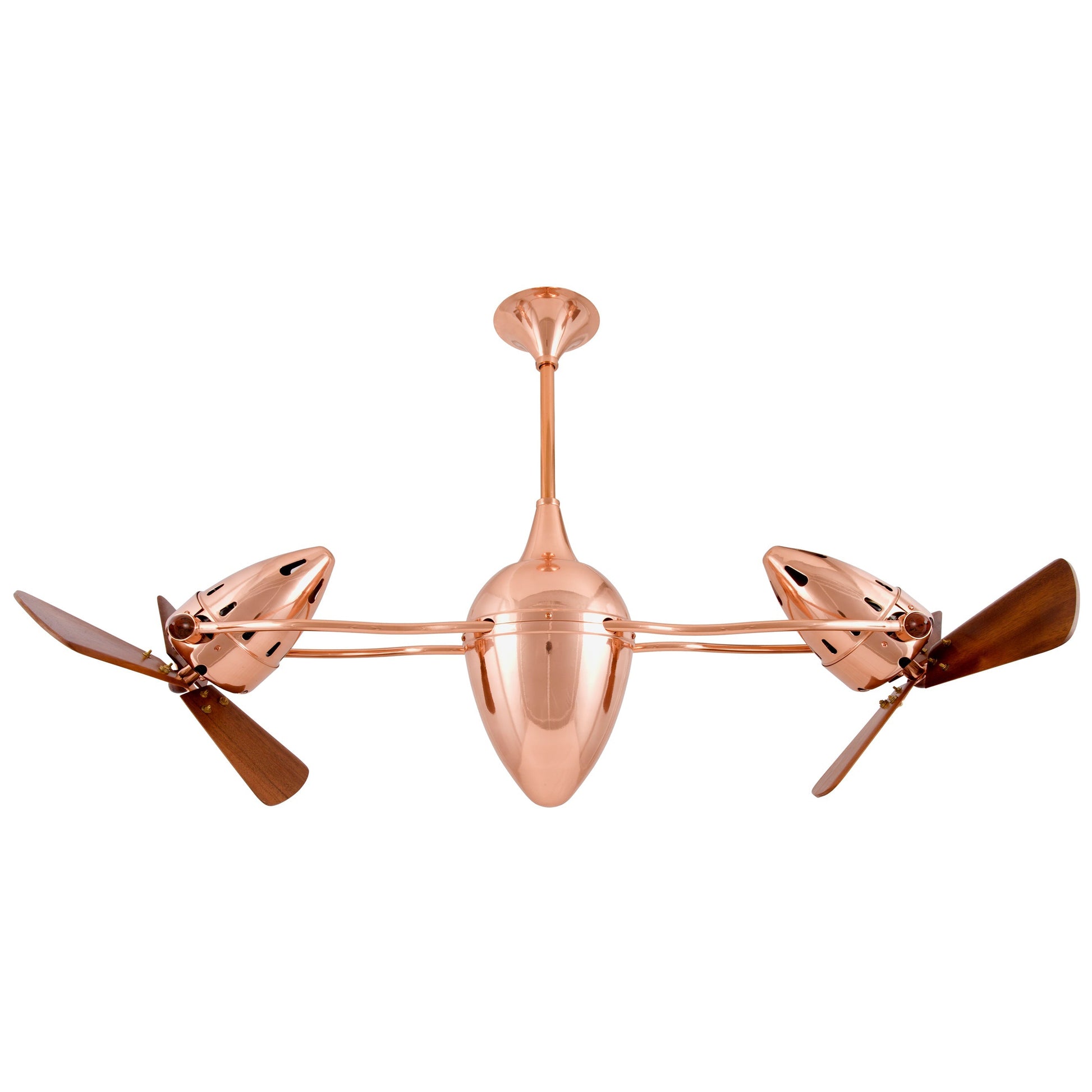 Matthews Fan Company Matthews-Gerbar Ar Ruthiane 48" Bullet-Shaped Rotational Ceiling Fan With 10" Downrod and Wood Blades in Polished Copper Finish