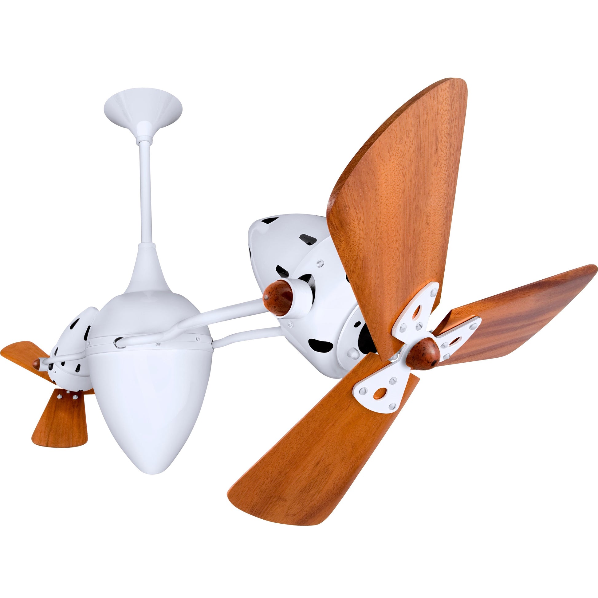 Matthews Fan Company Matthews-Gerbar Ar Ruthiane 48" Bullet-Shaped Rotational Ceiling Fan With 10" Downrod and Wood Blades in White Finish