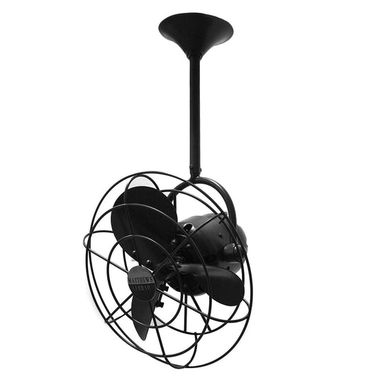 Matthews Fan Company Matthews-Gerbar Bianca Direcional 13" Ceiling Fan With 10" Downrod and Metal Blades in Black Finish