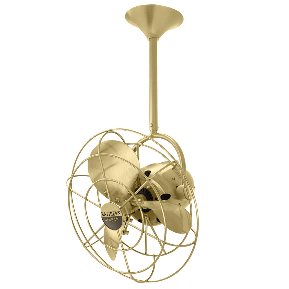 Matthews Fan Company Matthews-Gerbar Bianca Direcional 13" Ceiling Fan With 10" Downrod and Metal Blades in Brushed Brass Finish