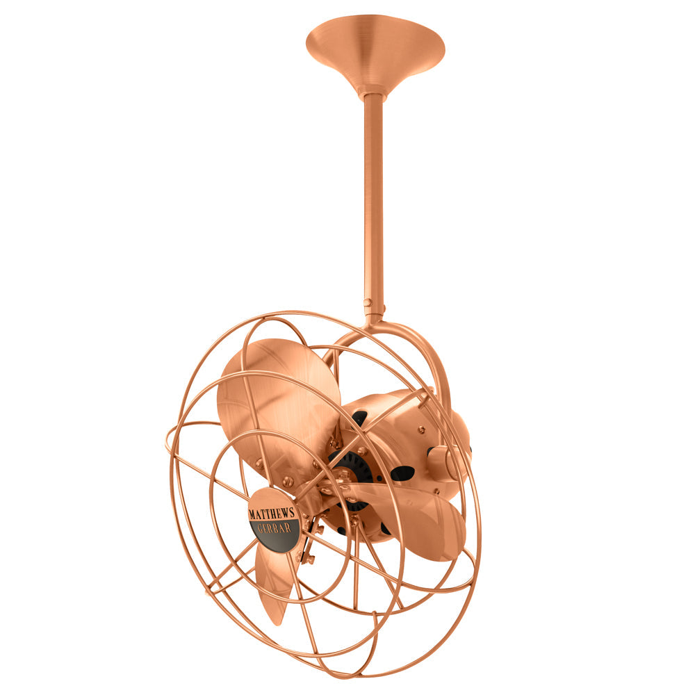 Matthews Fan Company Matthews-Gerbar Bianca Direcional 13" Ceiling Fan With 10" Downrod and Metal Blades in Brushed Copper Finish