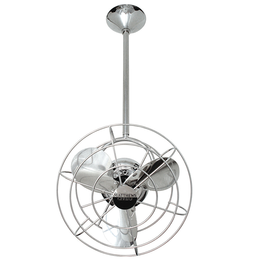 Matthews Fan Company Matthews-Gerbar Bianca Direcional 13" Ceiling Fan With 10" Downrod and Metal Blades in Chrome Finish