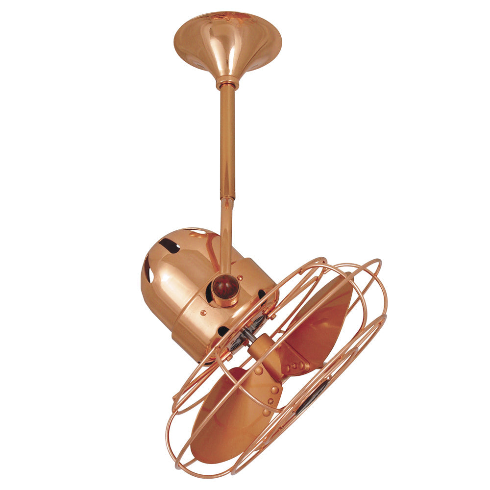 Matthews Fan Company Matthews-Gerbar Bianca Direcional 13" Ceiling Fan With 10" Downrod and Metal Blades in Polished Copper Finish