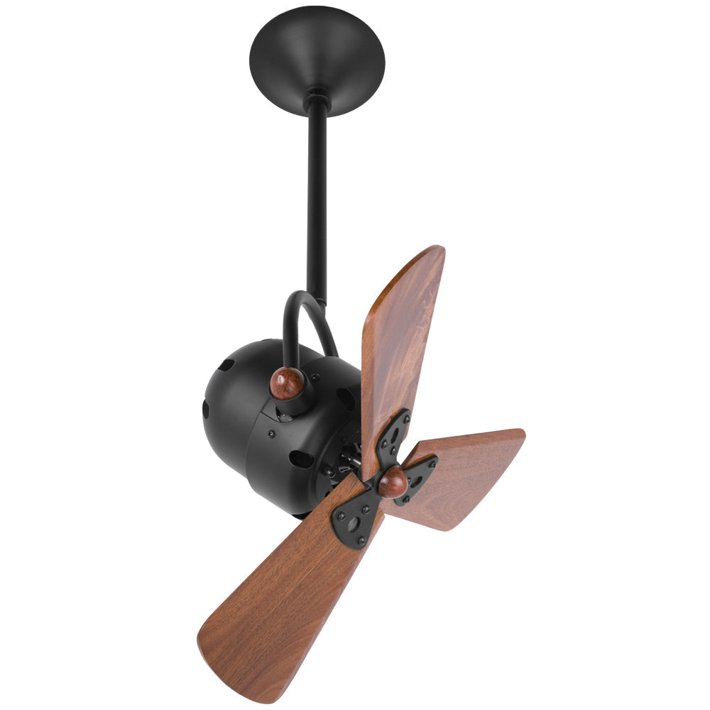 Matthews Fan Company Matthews-Gerbar Bianca Direcional 16" Ceiling Fan With 10" Downrod and Wood Blades in Black Nickel Finish