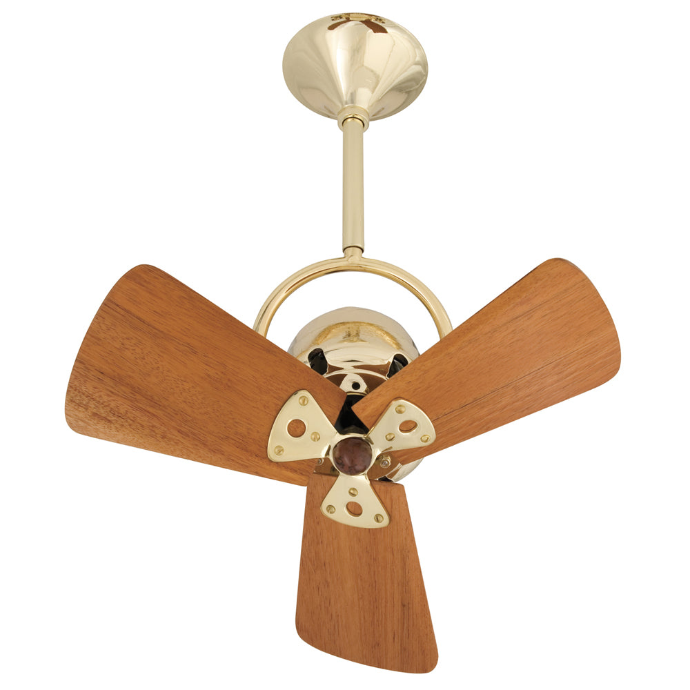 Matthews Fan Company Matthews-Gerbar Bianca Direcional 16" Ceiling Fan With 10" Downrod and Wood Blades in Brushed Brass Finish