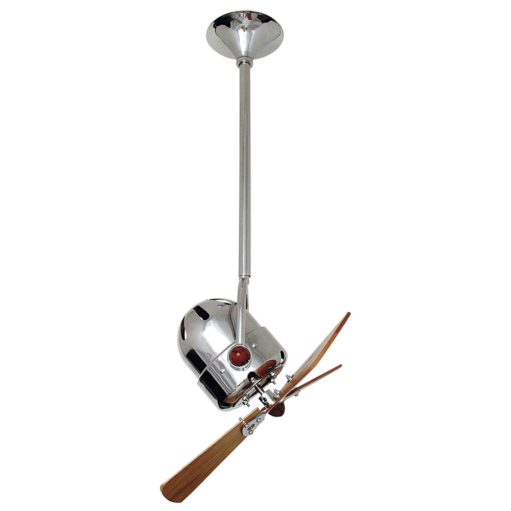 Matthews Fan Company Matthews-Gerbar Bianca Direcional 16" Ceiling Fan With 10" Downrod and Wood Blades in Chrome Finish