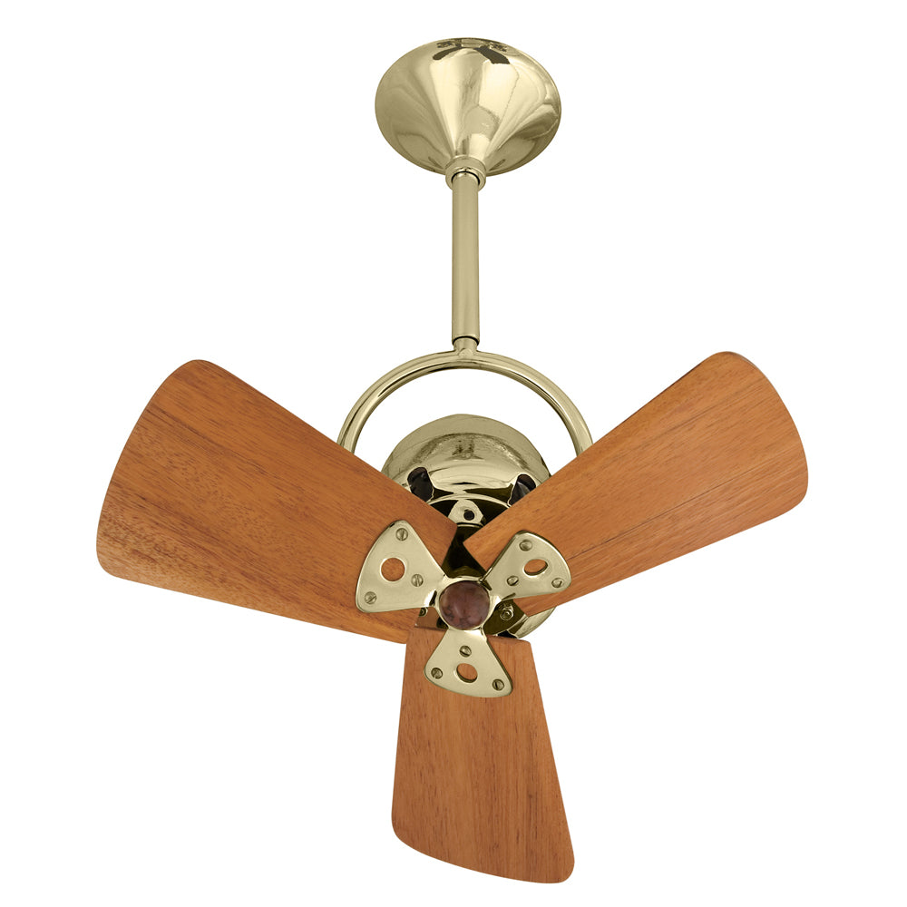 Matthews Fan Company Matthews-Gerbar Bianca Direcional 16" Ceiling Fan With 10" Downrod and Wood Blades in Polished Brass Finish