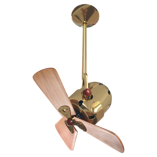 Matthews Fan Company Matthews-Gerbar Bianca Direcional 16" Ceiling Fan With 10" Downrod and Wood Blades in Polished Brass Finish