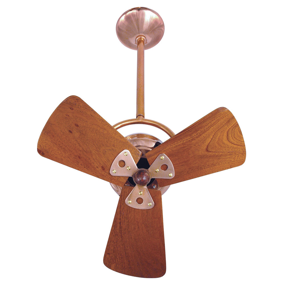 Matthews Fan Company Matthews-Gerbar Bianca Direcional 16" Ceiling Fan With 10" Downrod and Wood Blades in Polished Copper Finish