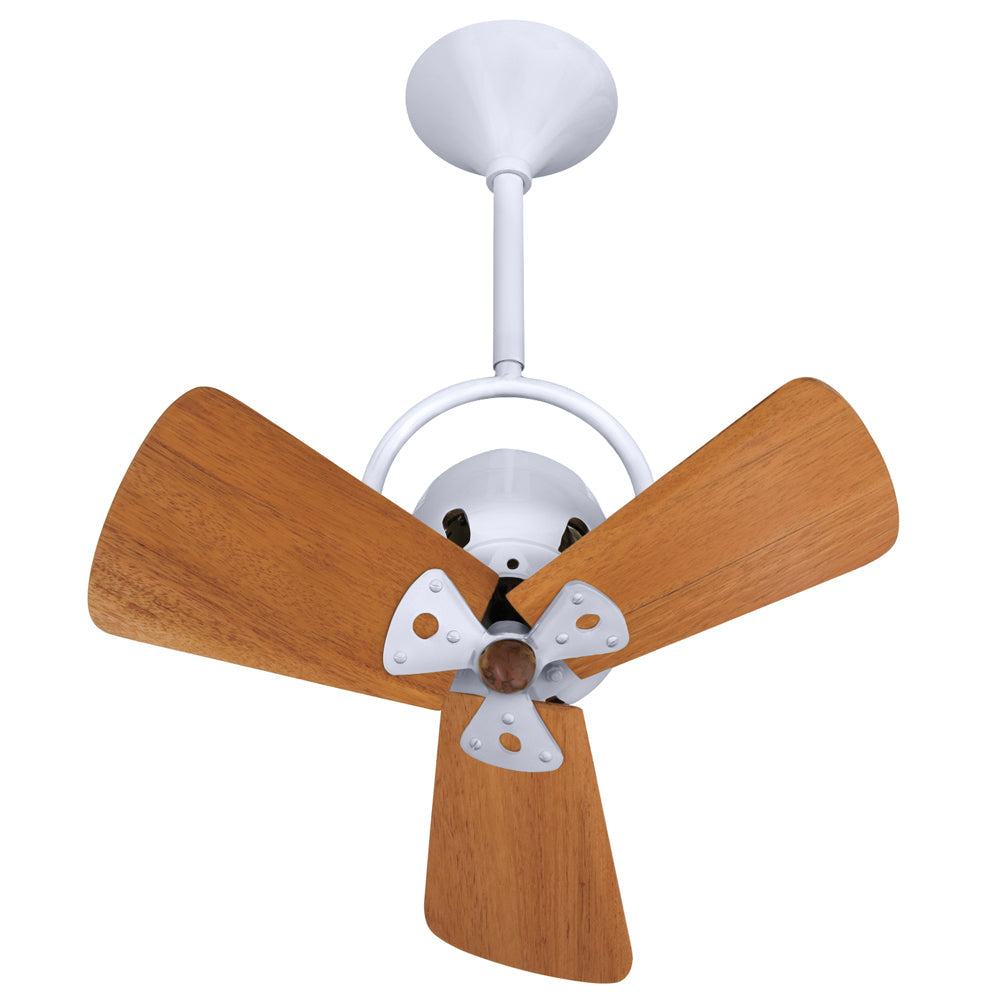 Matthews Fan Company Matthews-Gerbar Bianca Direcional 16" Ceiling Fan With 10" Downrod and Wood Blades in White Finish