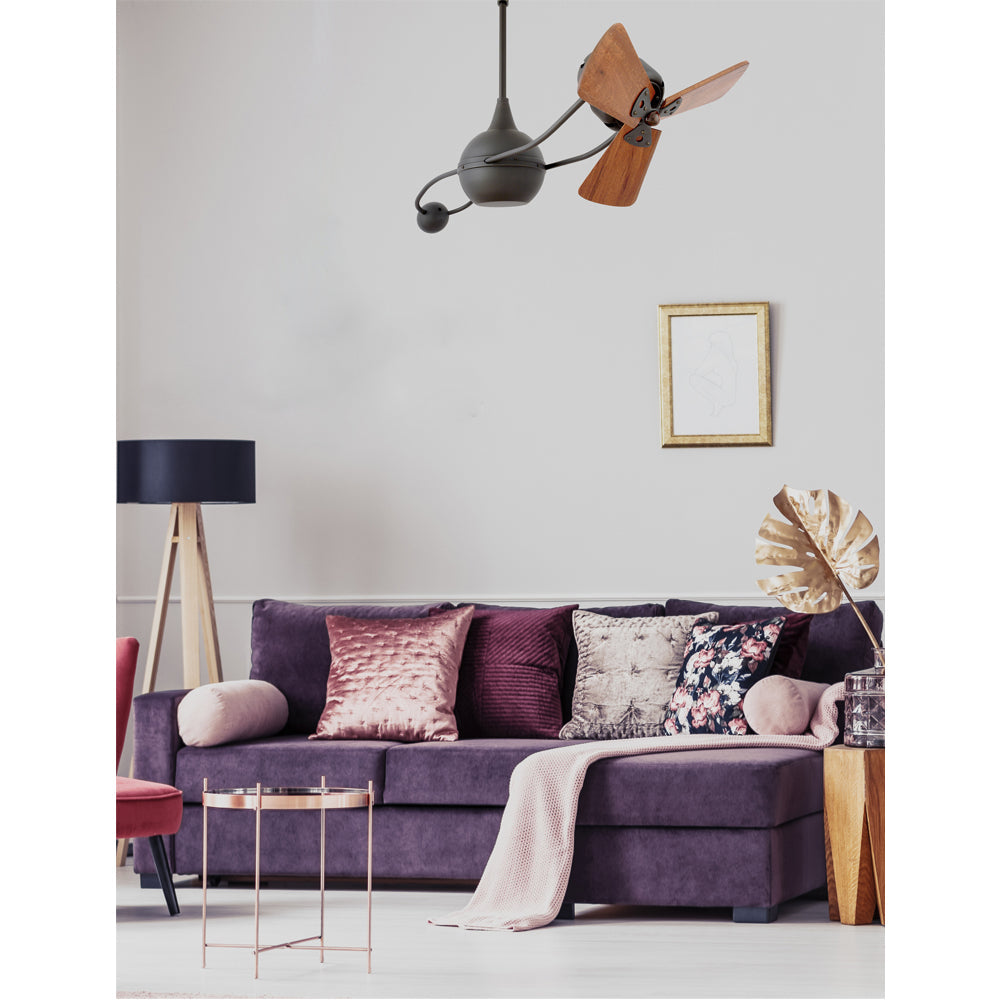 Matthews Fan Company Matthews-Gerbar Brisa 2000 40" Rotational Ceiling Fan With 10" Downrod and Metal Blades in Black Finish