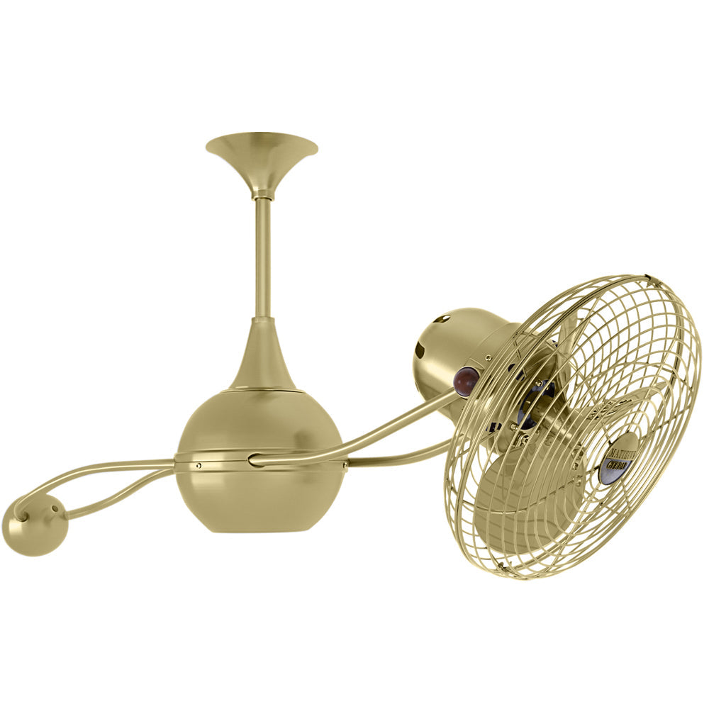 Matthews Fan Company Matthews-Gerbar Brisa 2000 40" Rotational Ceiling Fan With 10" Downrod and Metal Blades in Brushed Brass Finish