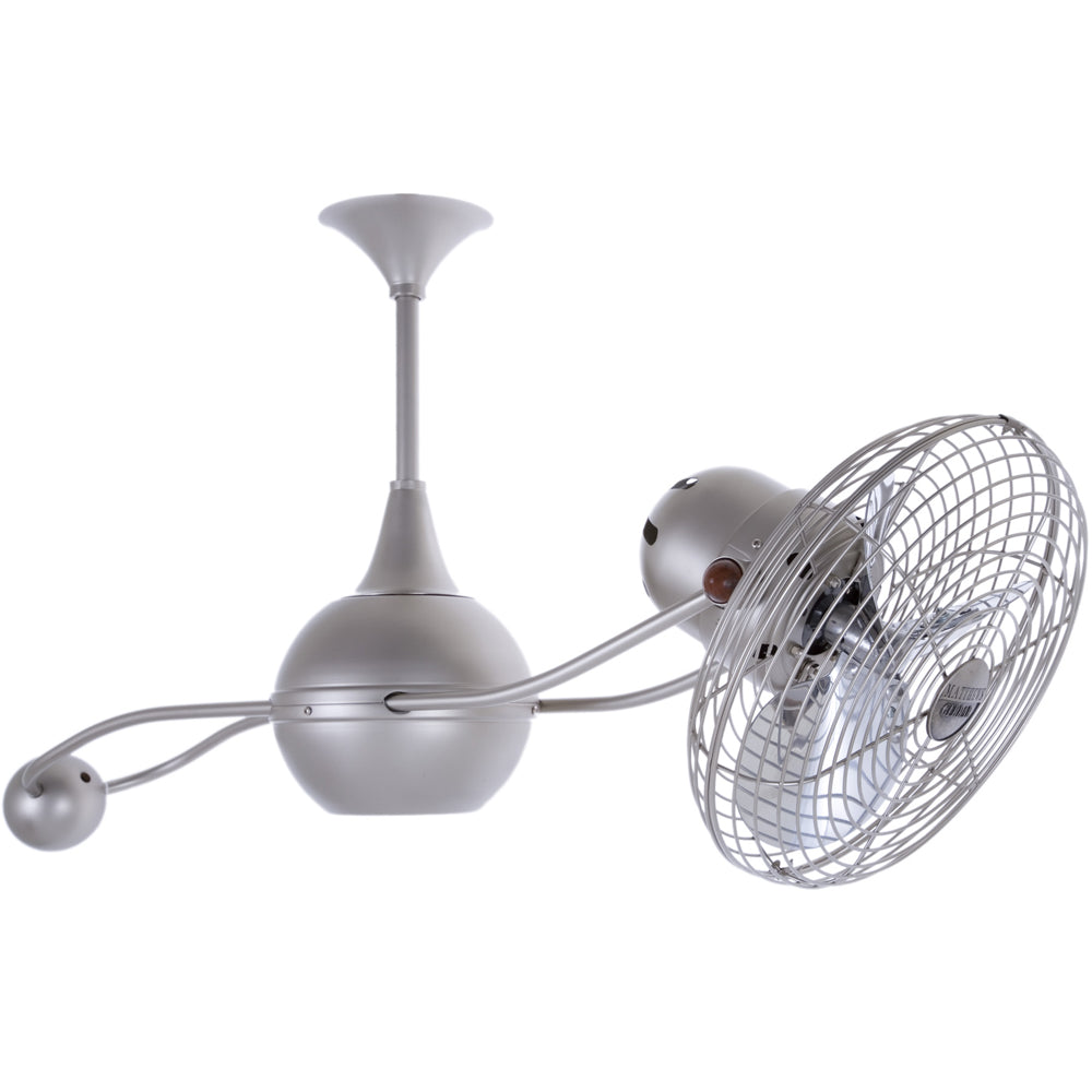 Matthews Fan Company Matthews-Gerbar Brisa 2000 40" Rotational Ceiling Fan With 10" Downrod and Metal Blades in Brushed Nickel Finish With Damp Location Protection