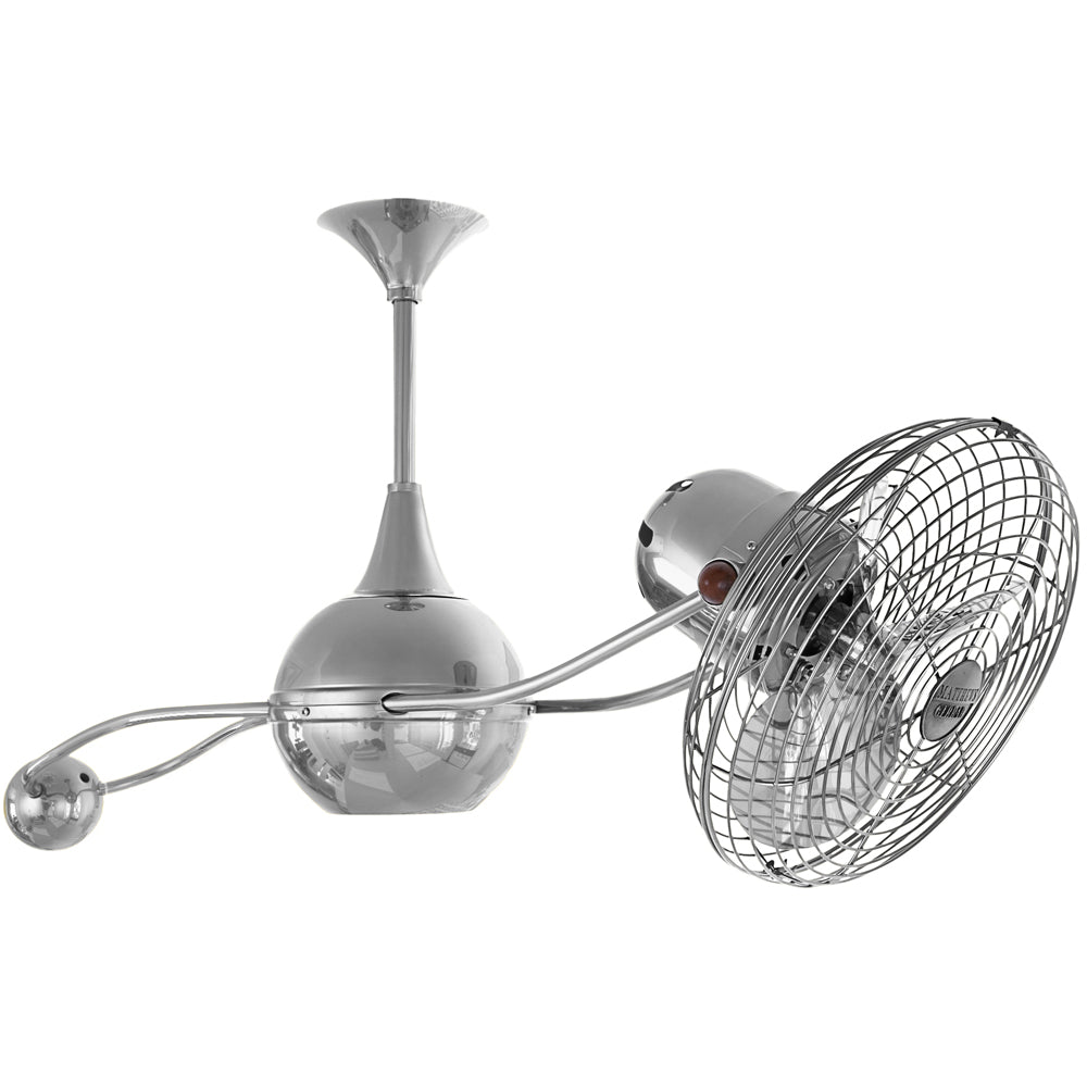 Matthews Fan Company Matthews-Gerbar Brisa 2000 40" Rotational Ceiling Fan With 10" Downrod and Metal Blades in Chrome Finish With Damp Location Protection