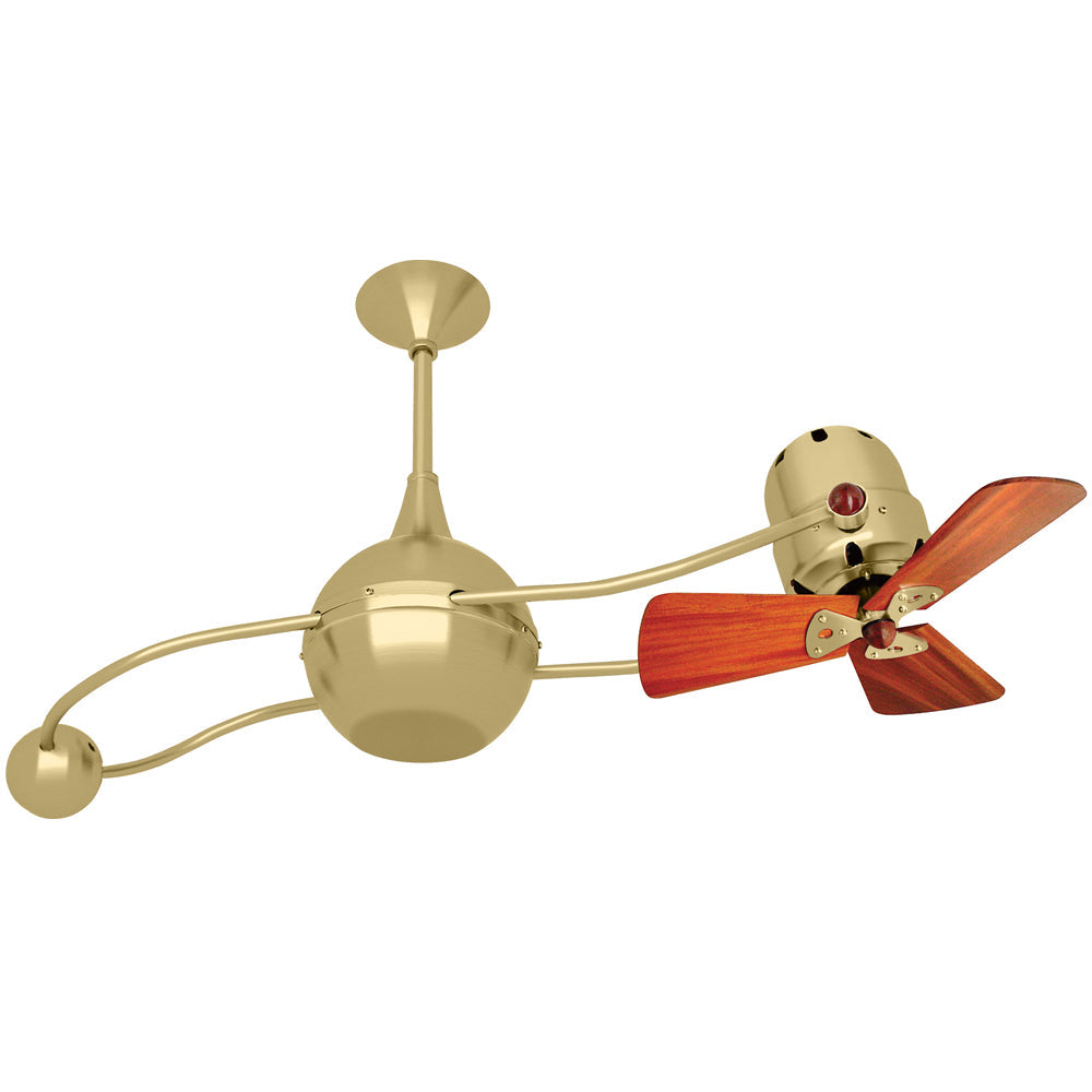 Matthews Fan Company Matthews-Gerbar Brisa 2000 40" Rotational Ceiling Fan With 10" Downrod and Wood Blades in Brushed Brass Finish