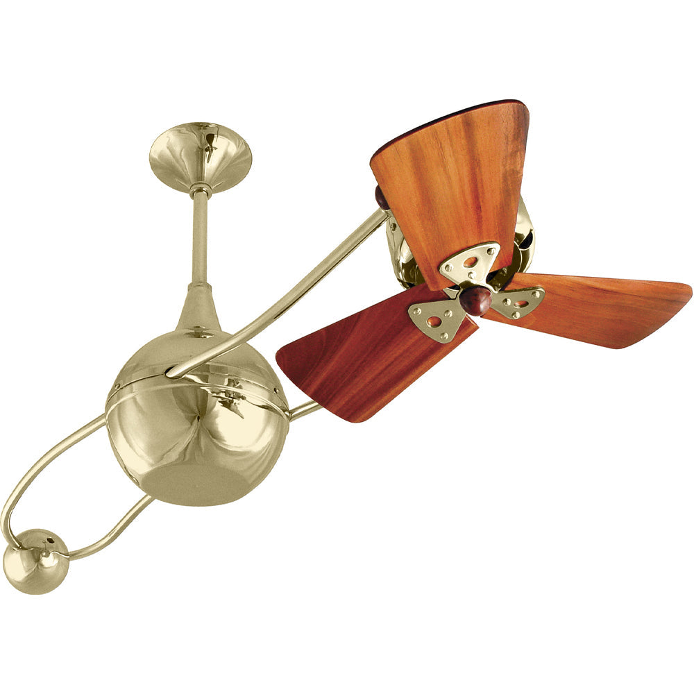 Matthews Fan Company Matthews-Gerbar Brisa 2000 40" Rotational Ceiling Fan With 10" Downrod and Wood Blades in Polished Brass With Damp Location Protection