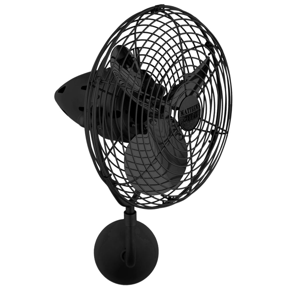 Matthews Fan Company Matthews-Gerbar Bruna Parede 13" Directional Fan With 10" Downrod and Metal Blades in Black Finish