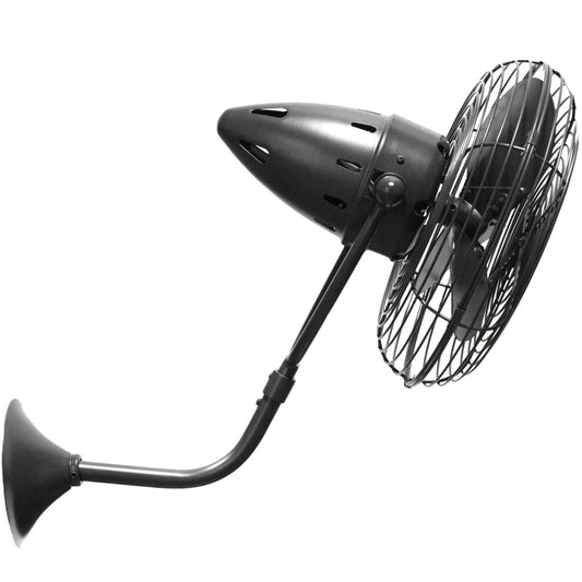 Matthews Fan Company Matthews-Gerbar Bruna Parede 13" Directional Fan With 10" Downrod and Metal Blades in Black Nickel Finish