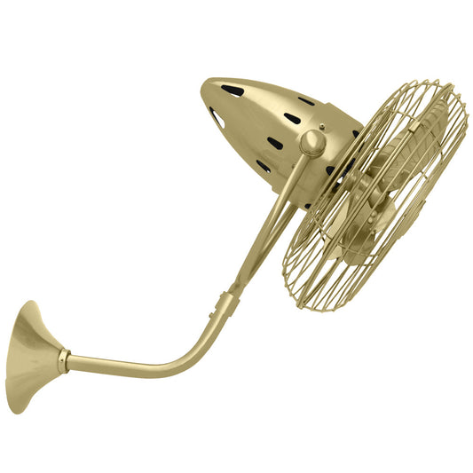 Matthews Fan Company Matthews-Gerbar Bruna Parede 13" Directional Fan With 10" Downrod and Metal Blades in Brushed Brass Finish