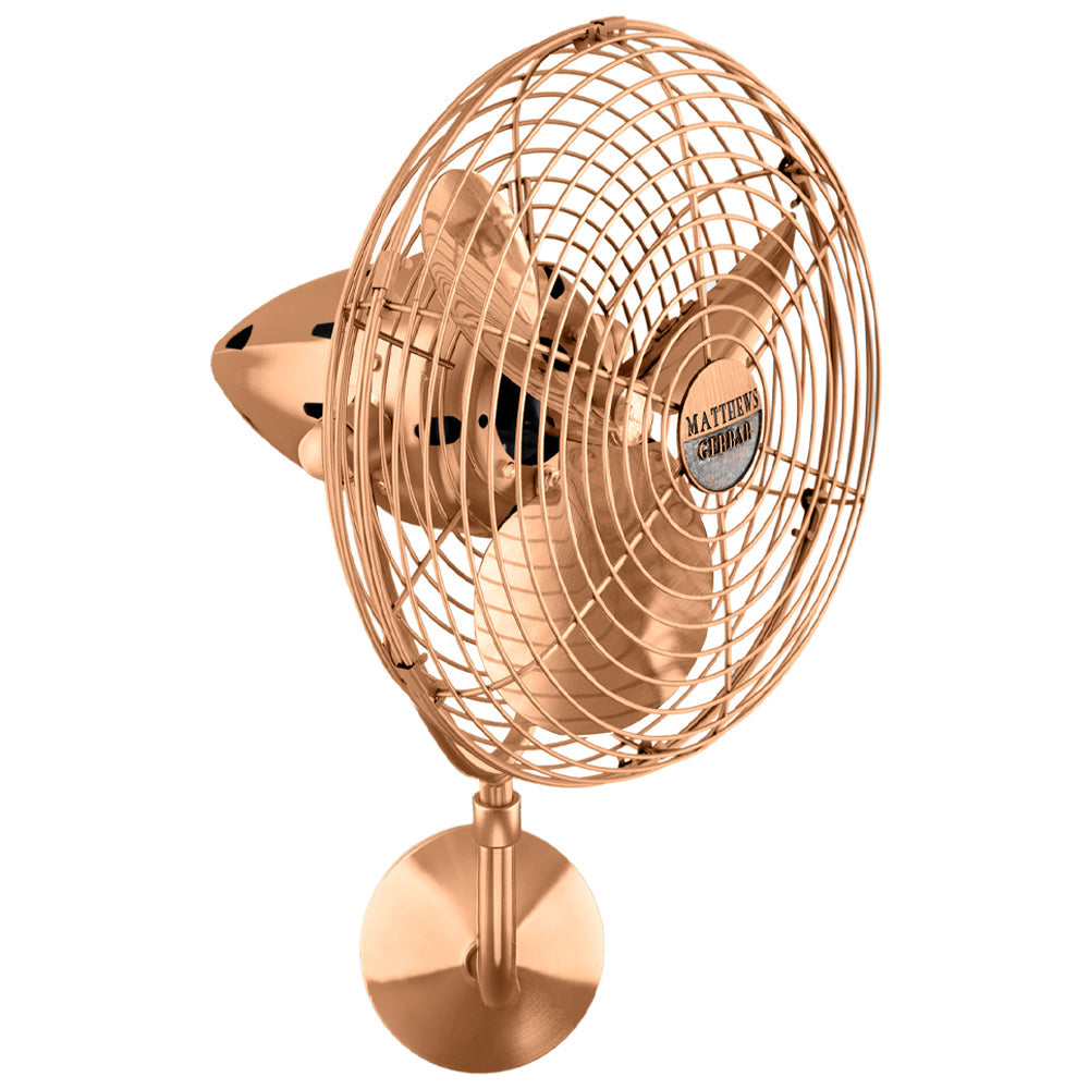 Matthews Fan Company Matthews-Gerbar Bruna Parede 13" Directional Fan With 10" Downrod and Metal Blades in Brushed Copper Finish