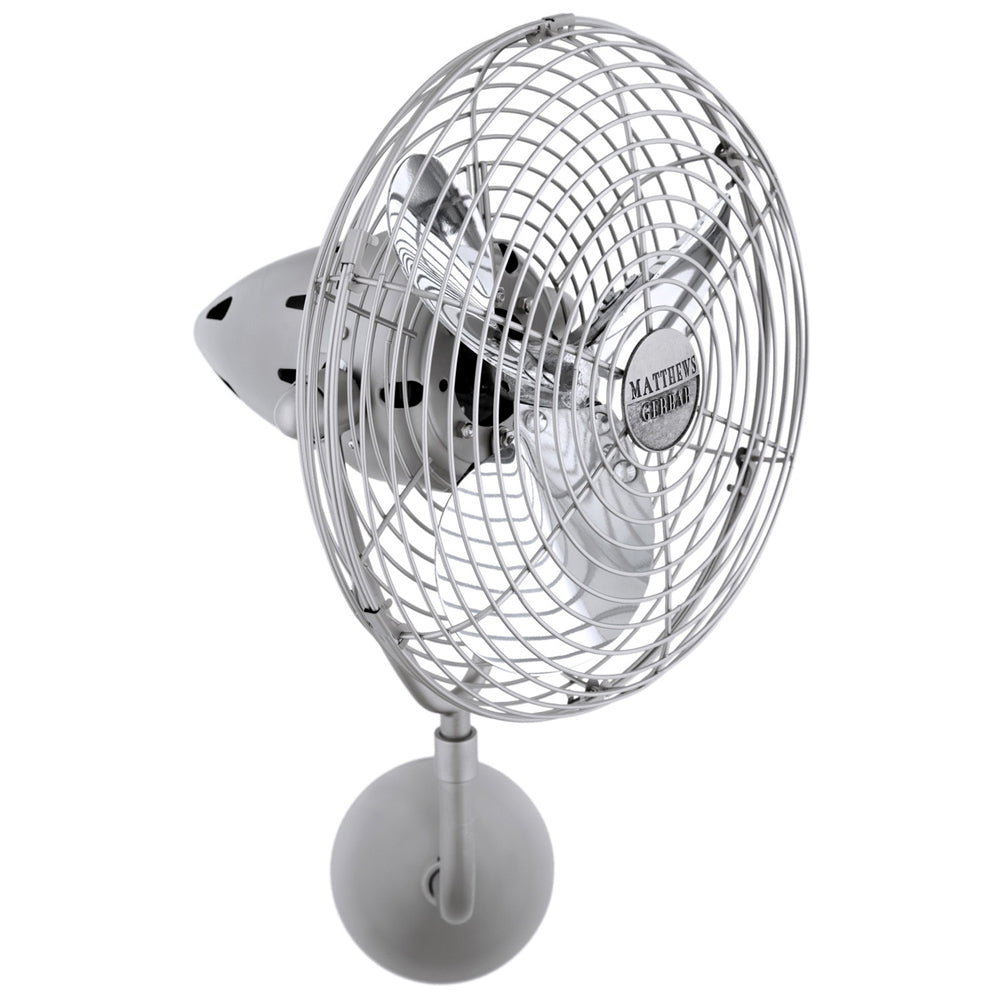 Matthews Fan Company Matthews-Gerbar Bruna Parede 13" Directional Fan With 10" Downrod and Metal Blades in Brushed Nickel Finish