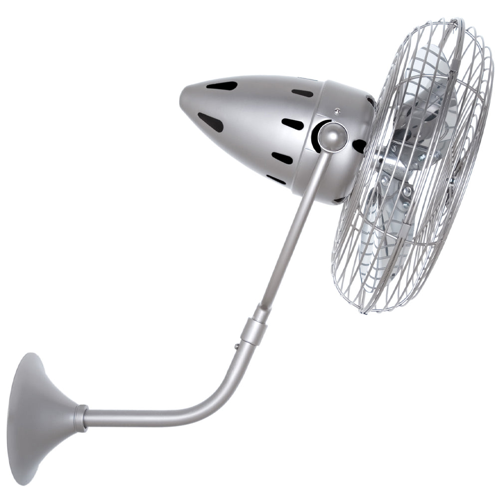 Matthews Fan Company Matthews-Gerbar Bruna Parede 13" Directional Fan With 10" Downrod and Metal Blades in Brushed Nickel Finish With Damp Location Protection