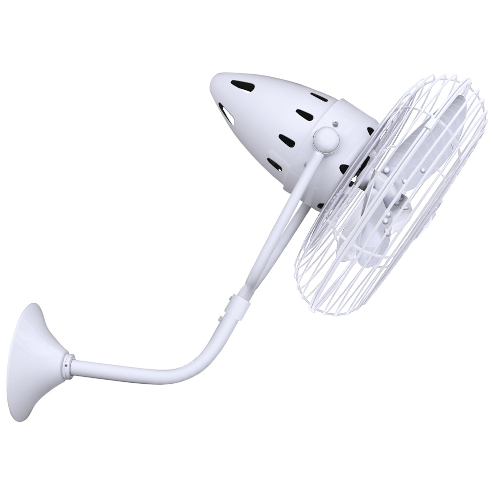 Matthews Fan Company Matthews-Gerbar Bruna Parede 13" Directional Fan With 10" Downrod and Metal Blades in White Finish