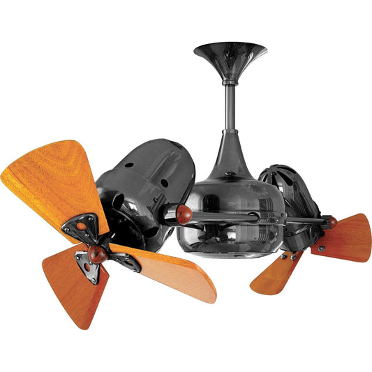 Matthews Fan Company Matthews-Gerbar Duplo-Dinamico 36" Black Nickel Rotational Ceiling Fan With Solid Brazilian Mahogany Blade In Mahogany Finish