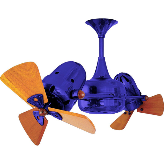 Matthews Fan Company Matthews-Gerbar Duplo-Dinamico 36" Blue Rotational Ceiling Fan With Solid Brazilian Mahogany Blade In Mahogany Finish