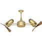 Matthews Fan Company Matthews-Gerbar Duplo-Dinamico 36" Brushed Brass Rotational Ceiling Fan With Solid Brazilian Mahogany Blade In Mahogany Finish