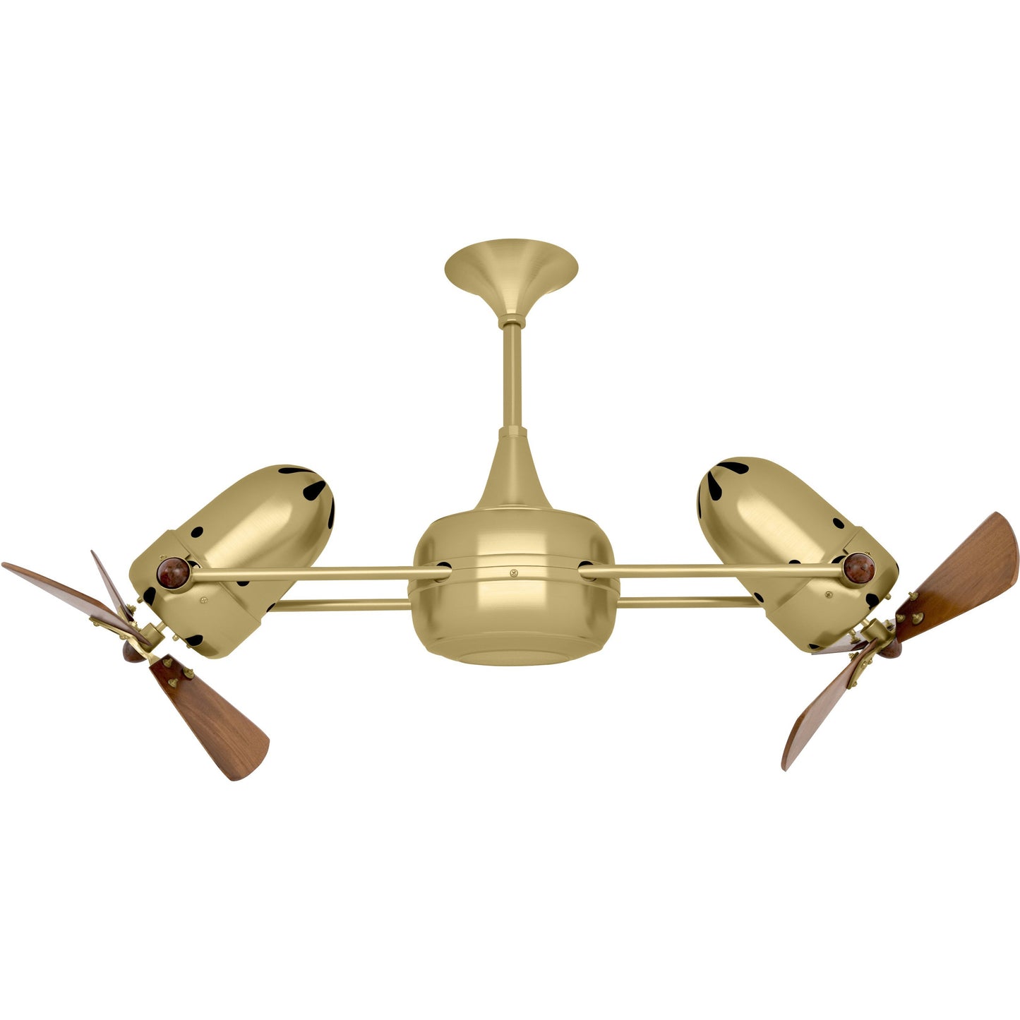 Matthews Fan Company Matthews-Gerbar Duplo-Dinamico 36" Brushed Brass Rotational Ceiling Fan With Solid Brazilian Mahogany Blade In Mahogany Finish