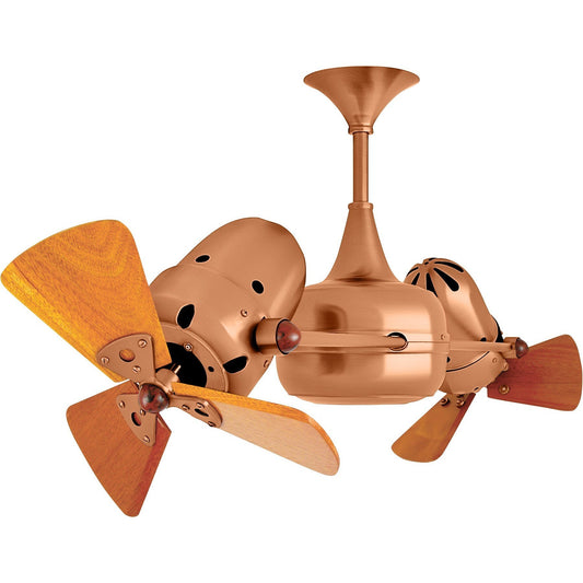 Matthews Fan Company Matthews-Gerbar Duplo-Dinamico 36" Brushed Copper Rotational Ceiling Fan With Solid Brazilian Mahogany Blade In Mahogany Finish