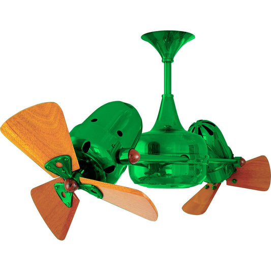 Matthews Fan Company Matthews-Gerbar Duplo-Dinamico 36" Green Rotational Ceiling Fan With Solid Brazilian Mahogany Blade In Mahogany Finish