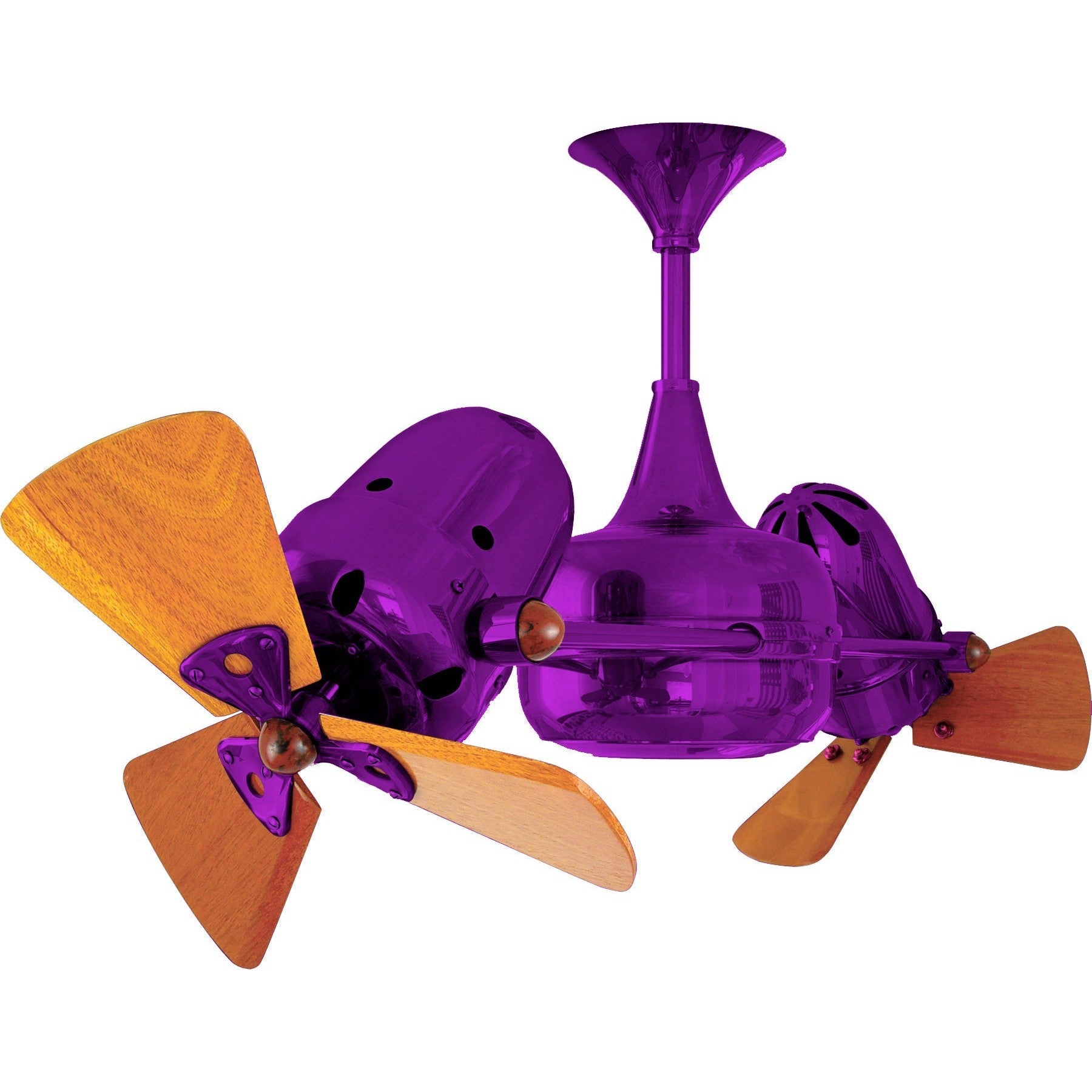 Matthews Fan Company Matthews-Gerbar Duplo-Dinamico 36" Light Purple Rotational Ceiling Fan With Solid Brazilian Mahogany Blade In Mahogany Finish