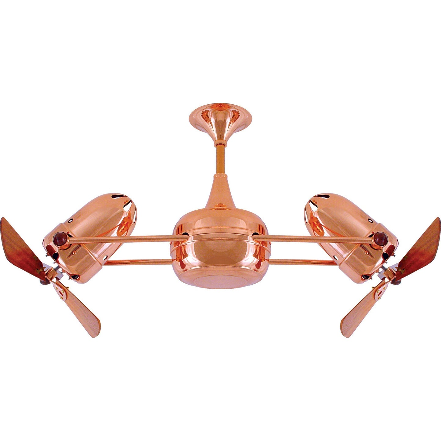 Matthews Fan Company Matthews-Gerbar Duplo-Dinamico 36" Polished Copper Rotational Ceiling Fan With Solid Brazilian Mahogany Blade In Mahogany Finish