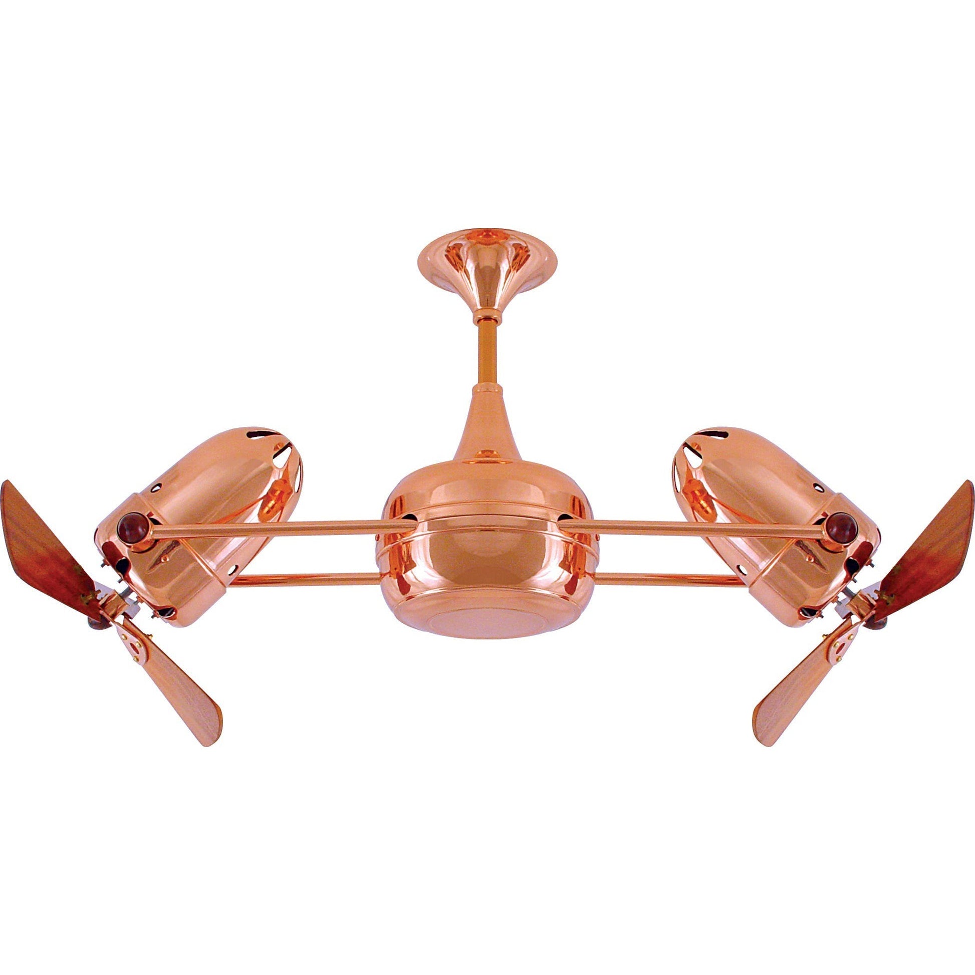 Matthews Fan Company Matthews-Gerbar Duplo-Dinamico 36" Polished Copper Rotational Ceiling Fan With Solid Brazilian Mahogany Blade In Mahogany Finish