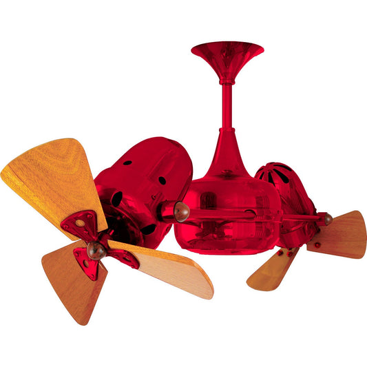 Matthews Fan Company Matthews-Gerbar Duplo-Dinamico 36" Red Rotational Ceiling Fan With Solid Brazilian Mahogany Blade In Mahogany Finish