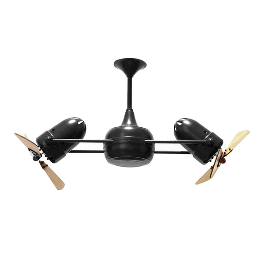 Matthews Fan Company Matthews-Gerbar Duplo-Dinamico 39" Matte Black Rotational Ceiling Fan With Solid Brazilian Mahogany Blade In Black Finish