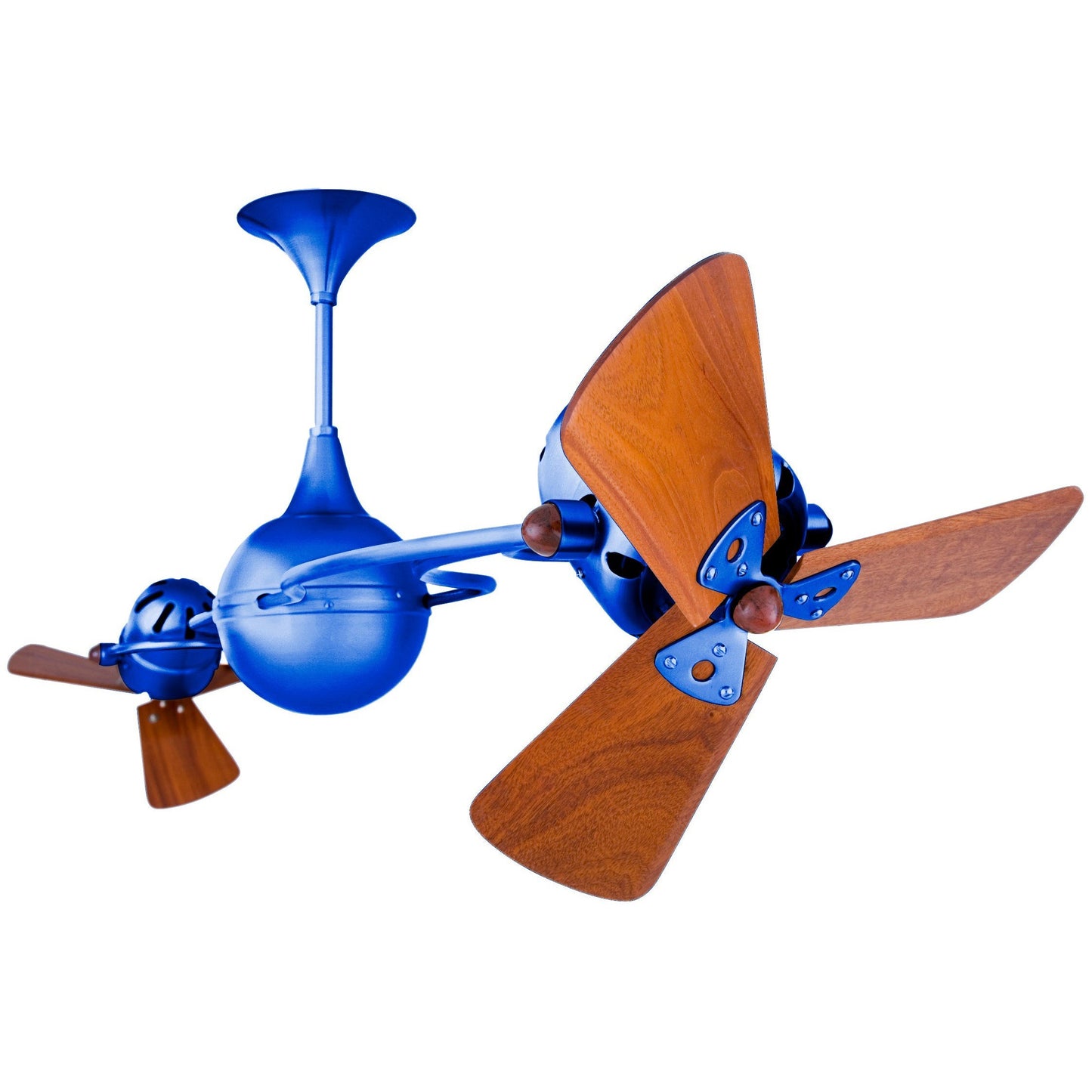 Matthews Fan Company Matthews-Gerbar Italo Ventania 62" Agua Marinha Rotational Ceiling Fan With Solid Brazilian Mahogany Blade In Mahogany Finish