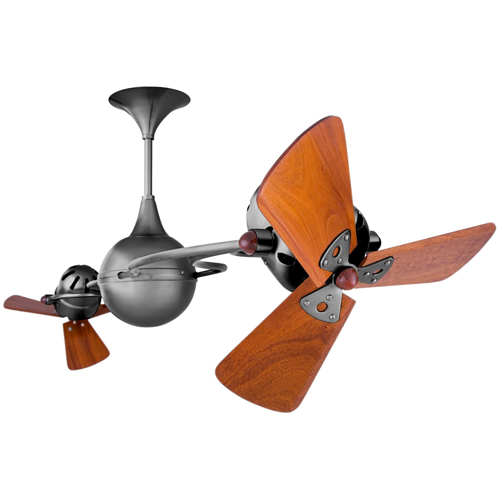 Matthews Fan Company Matthews-Gerbar Italo Ventania 62" Black Nickel Rotational Ceiling Fan With Solid Brazilian Mahogany Blade In Mahogany Finish