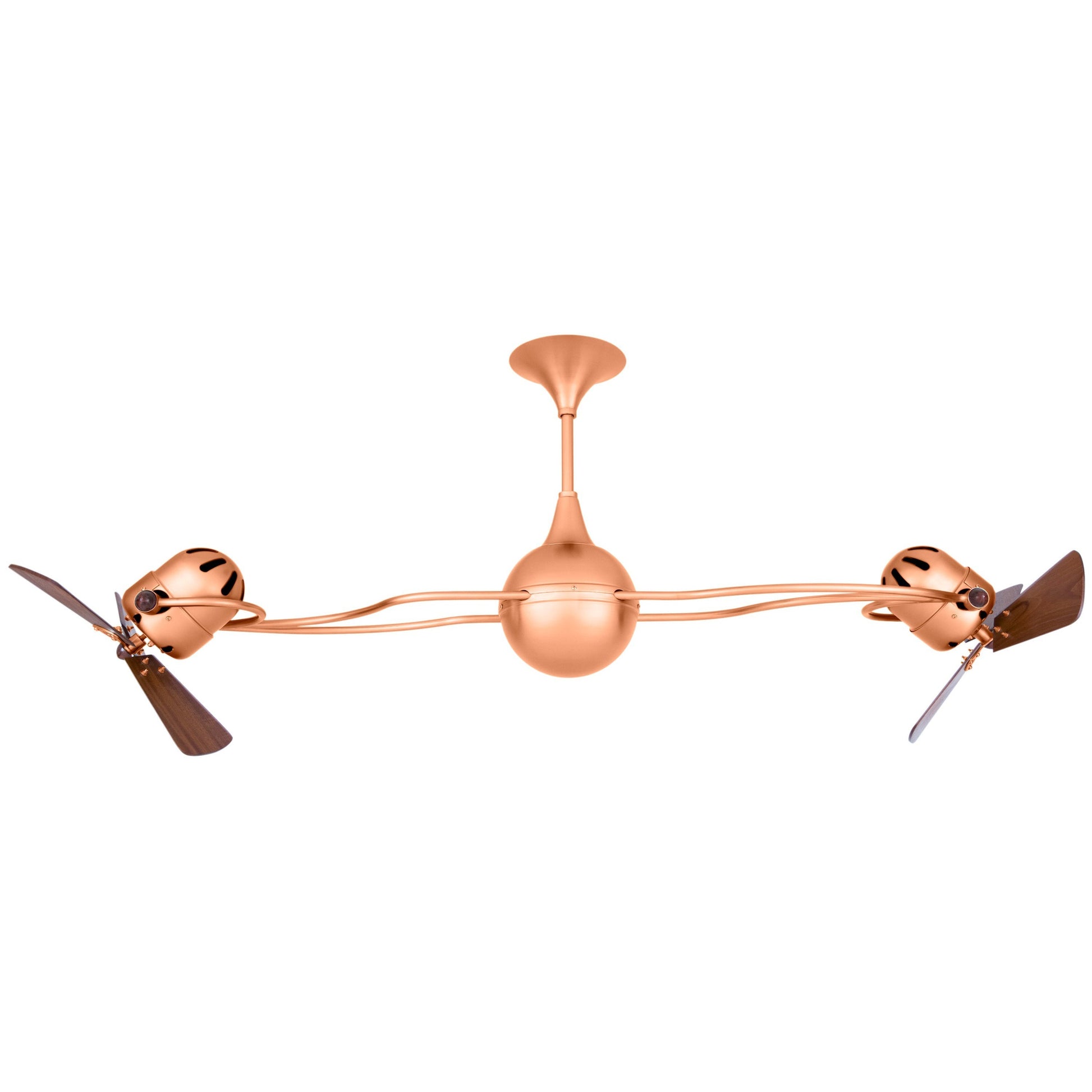 Matthews Fan Company Matthews-Gerbar Italo Ventania 62" Brushed Copper Rotational Ceiling Fan With Solid Brazilian Mahogany Blade In Mahogany Finish