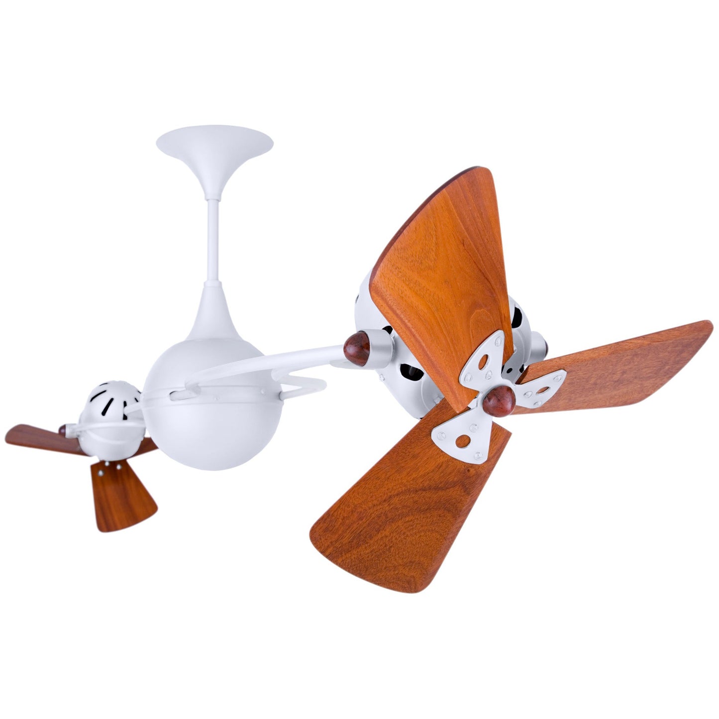 Matthews Fan Company Matthews-Gerbar Italo Ventania 62" Gloss White Rotational Ceiling Fan With Solid Brazilian Mahogany Blade In Mahogany Finish