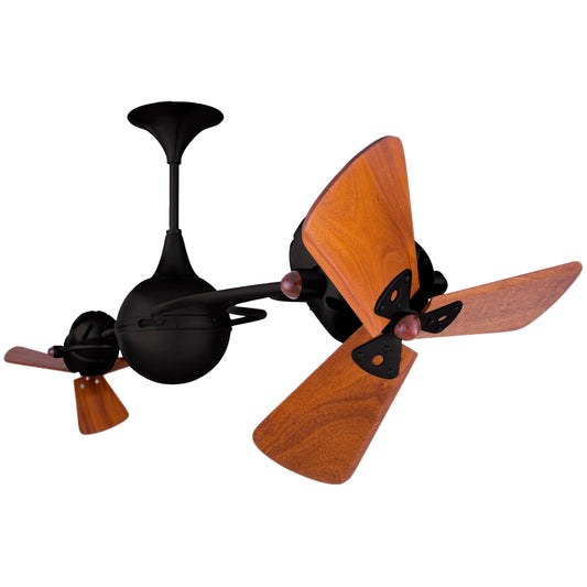 Matthews Fan Company Matthews-Gerbar Italo Ventania 62" Matte Black Rotational Ceiling Fan With Solid Brazilian Mahogany Blade In Mahogany Finish