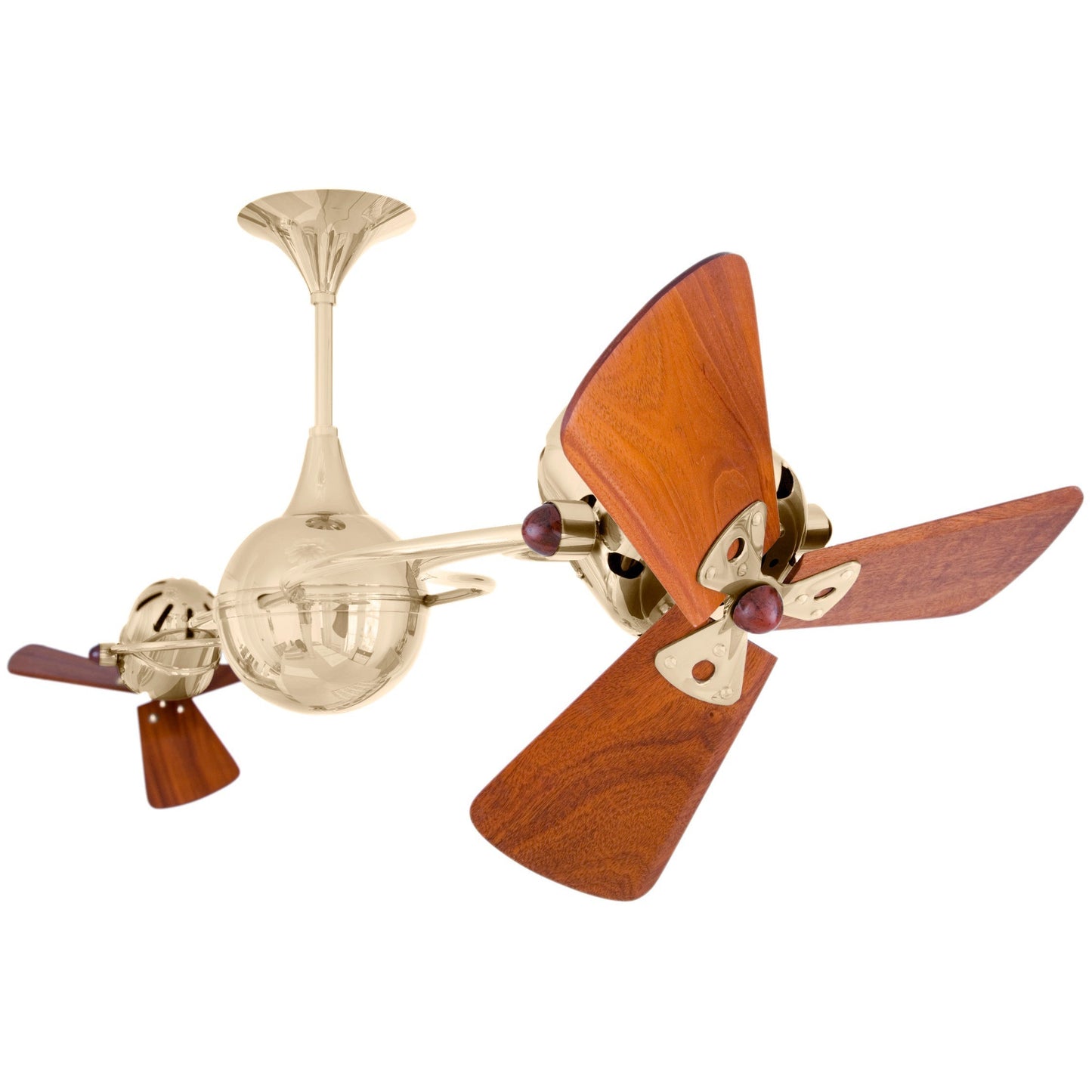 Matthews Fan Company Matthews-Gerbar Italo Ventania 62" Polished Brass Rotational Ceiling Fan With Solid Brazilian Mahogany Blade In Mahogany Finish