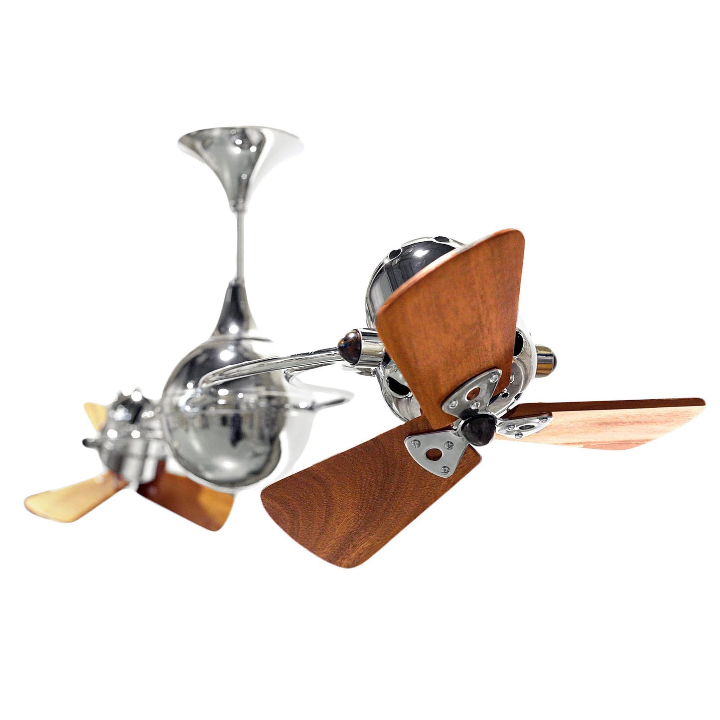 Matthews Fan Company Matthews-Gerbar Italo Ventania 62" Polished Chrome Rotational Ceiling Fan With Solid Brazilian Mahogany Blade In Mahogany Finish And Damp Location Protection