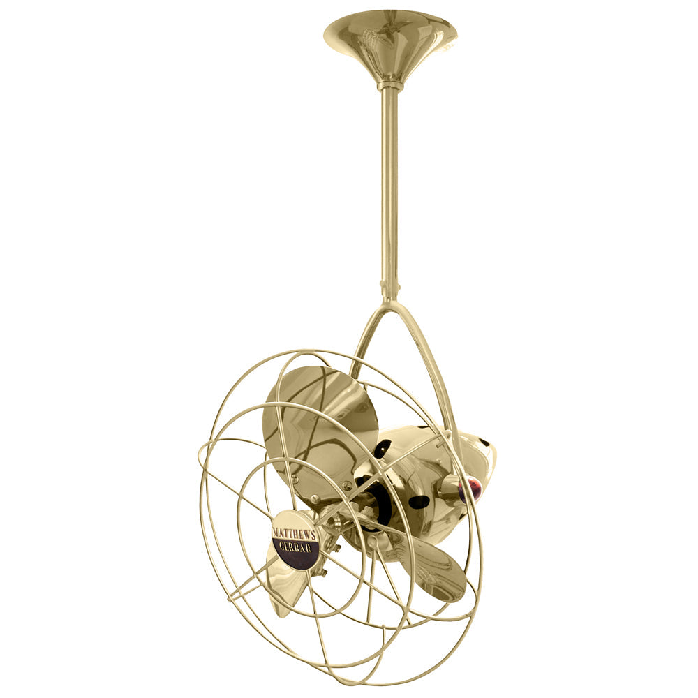 Matthews Fan Company Matthews-Gerbar Jarold Direcional 13" Polished Brass Ceiling Fan With Aluminum Blade In Polished Brass Finish