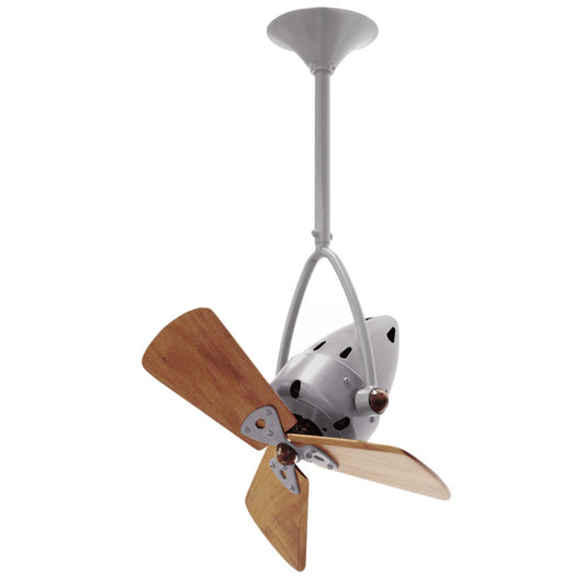 Matthews Fan Company Matthews-Gerbar Jarold Direcional 16" Brushed Nickel Ceiling Fan With Solid Brazilian Mahogany Blade In Mahogany Finish And Damp Location Protection