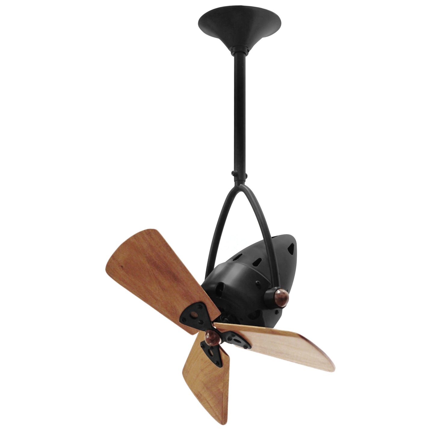 Matthews Fan Company Matthews-Gerbar Jarold Direcional 16" Matte Black Ceiling Fan With Solid Brazilian Mahogany Blade In Mahogany Finish